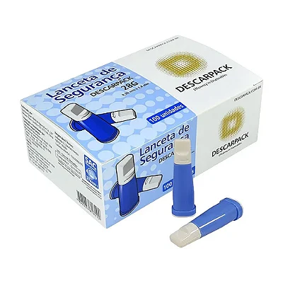 LANCETA DE SEGURANÇA 28G 0,36X1,8MM DESCARPACK CX 100 UN