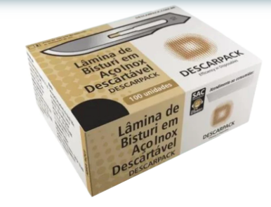 LÂMINA DE BISTURI AÇO CARBONO N 23 DESCARPACK CX 100 UN
