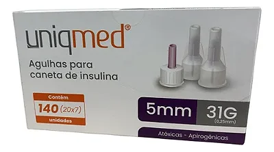 AGULHA CANETA INSULINA 31G 5MM UNIQMED CX 07 UN