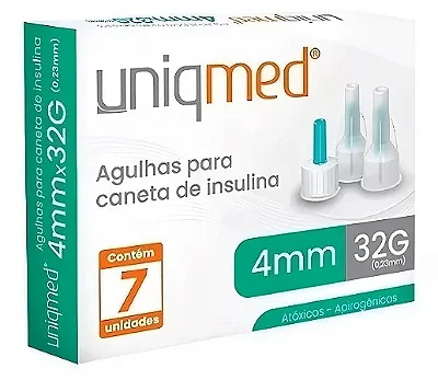 AGULHA CANETA INSULINA 32G 4MM UNIQMED CX 07 UN
