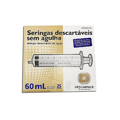 SERINGA S/ AGULHA 60ML LUER LOCK DESCARPACK 25 UN