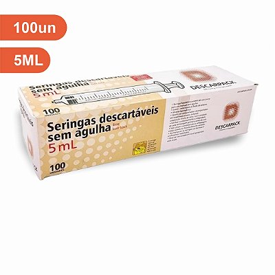SERINGA S/ AGULHA 5ML LUER LOCK DESCARPACK CX 100 UN