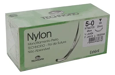 FIO SUTURA NY 5-0 45CM 3/8 20MM TECHNOFIO CX 24UN