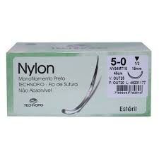 FIO SUTURA NY 5-0 45CM 1/2 15MM TECHNOFIO CX 24UN
