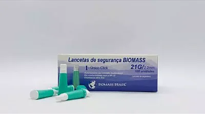 LANCETA DE SEGURANÇA 21G/2.2MM BIOMASS CX 100 UN