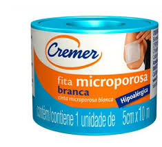 FITA MICROPOROSA BRANCA 5CM X 10M CREMER UN