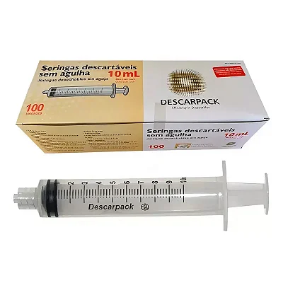 SERINGA S/ AGULHA 10ML LUER LOCK DESCARPACK CX 100 UN