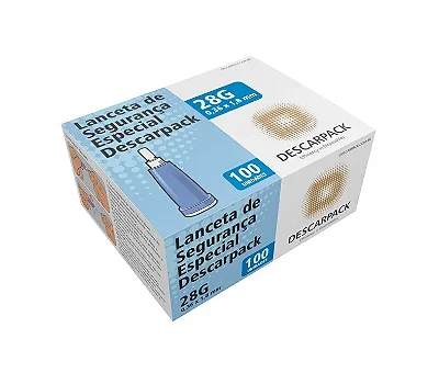 LANCETA DE SEGURANÇA ESPECIAL 28G DESCARPACK CX 100 UN