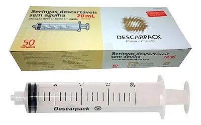 SERINGA S/ AGULHA 20ML LUER LOCK DESCARPACK CX 50 UN