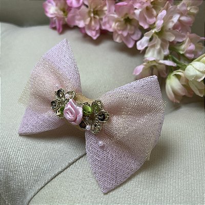 Laço Para Pets Rosa com Dourado