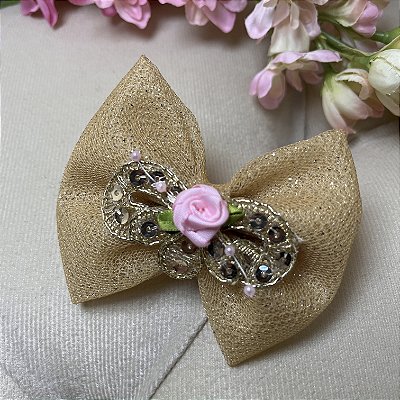 Laço de Tule Dourado para Pets