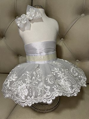 Saia Pet + Laço Coleção Romantic Branco