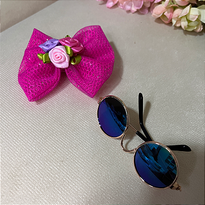 Kit Óculos Para Pet + Laço