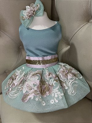 Vestido de Tule com Bordado Coleção Pérola Encantada