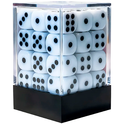 Central Dice - 36 d6 de 12mm: Opaco Branco e Preto