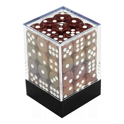 Central Dice - 36 d6 de 12mm: Opaco Marrom e Branco