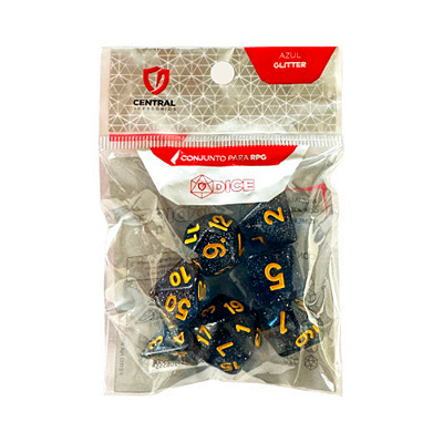 Central Dice - RPG: Glitter Azul e Dourado