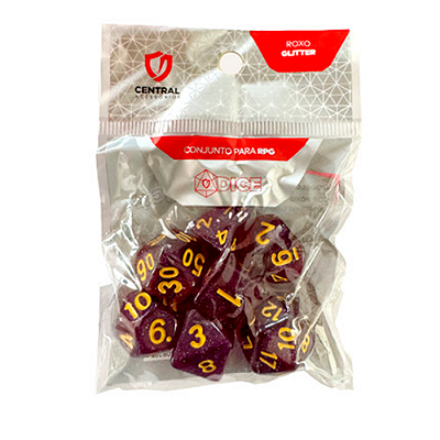 Central Dice - RPG: Glitter Roxo e Dourado
