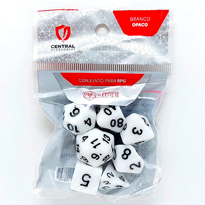 Central Dice - RPG: Opaco Branco e Preto