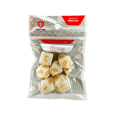 Central Dice - RPG: Perolado Branco e Dourado