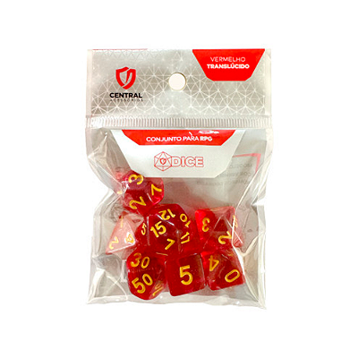 Central Dice - RPG: Translucido Vermelho e Dourado