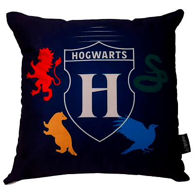 ALMOFADA FIBRA VELUDO 40X40CM HARRY POTTER CASAS