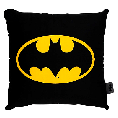 ALMOFADA FIBRA VELUDO 40X40CM BATMAN TIPOGRAFIA