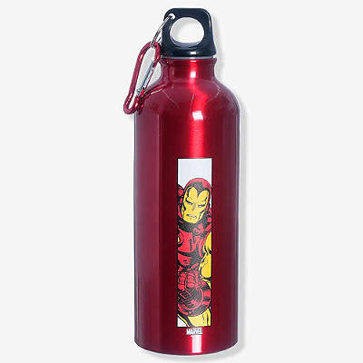 GARRAFA DE ALUMINIO 500ML C/MOSQUETAO HOMEM DE FERRO