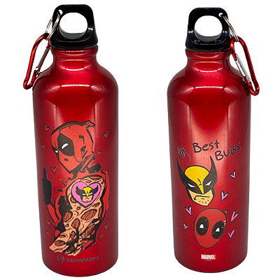 GARRAFA DE ALUMINIO 500ML C/MOSQUETAO DEAD POOL E WOLVERINE