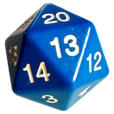 Central Dice - d20 JUMBO: Opaco Azul e Branco