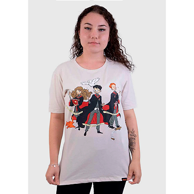 CAMISETA PITICAS ADULTO HARRY POTTER TRIO AREIA