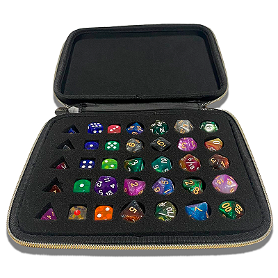 Estojo para Dados RPG Premium 35 Espaços Preto Fosco