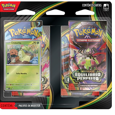 Blister Quadruplo Pokemon Chikorita ME03 Equilibrio Perfeito