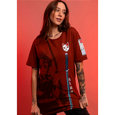 CAMISETA PITICAS DEMON SLAYER TANJIRO VINHO