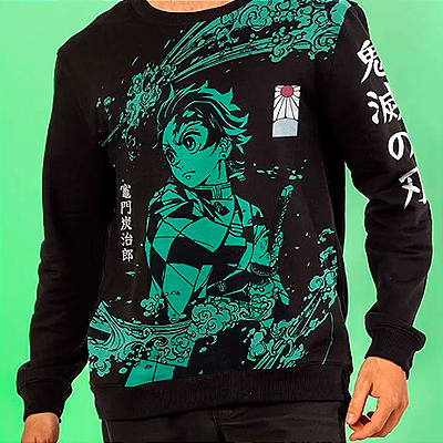 MOLETOM PITICAS DEMON SLAYER TANJIRO COR PRETO