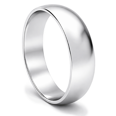 Aliança de Namoro Prata 950 Masculina 5,0mm Unidade | ALI125