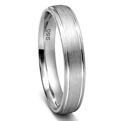 Aliança de Namoro Prata 950 Masculina 4,0mm Unidade | ALI200