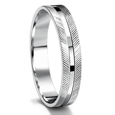 Aliança de Namoro Prata 950 Masculina 4,0mm Unidade | ALI203
