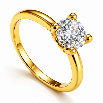 Anel Solitário Ouro 12K com Zircônia Encanto Noivado | AS07