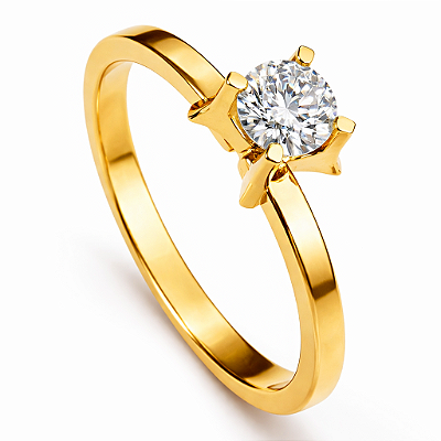 Anel Solitário Ouro 12K com Zircônia Florescer Noivado | AS11