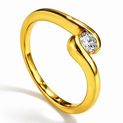 Anel Solitário Ouro 12K com Zircônia Osaka Noivado | AS25