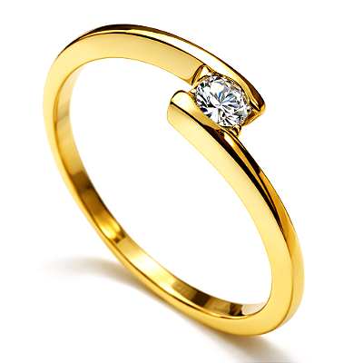 Anel Solitário Ouro 12K com Zircônia Kyoto Noivado | AS47
