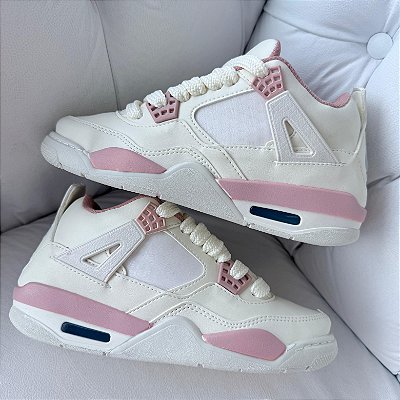👟 Tênis Air Jordan 4 Retro Feminino Branco e Rosa – Premium, Conforto e Estilo Exclusivo