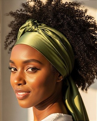 Lenço Verde Musgo para Cabelos | Coleção Débora