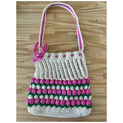Bolsa Tote Boho em Crochê com Ponto Tulipa e Forro