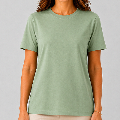Blusa Verde Natureza Lisa Básica Feminina Algodão