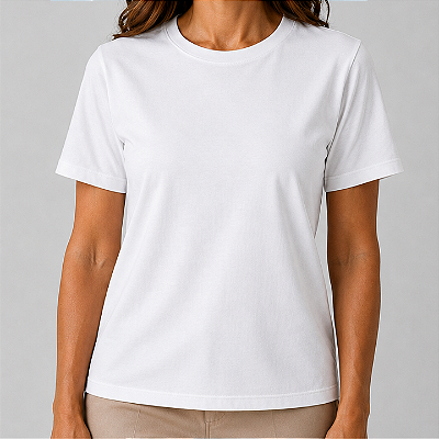 Blusa Branca Lisa Básica Feminina Algodão