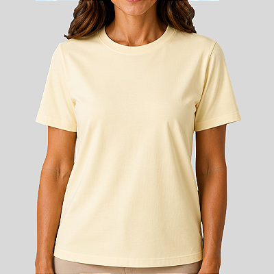 Blusa Amarelo Creme Lisa Básica Feminina Algodão