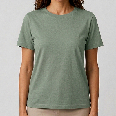Blusa Verde Oliva Lisa Básica Feminina Algodão