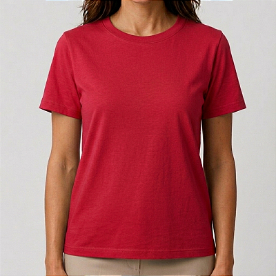 Blusa Vermelha Lisa Básica Feminina Algodão